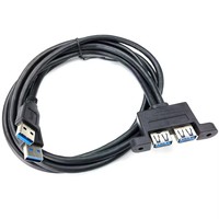 Câble d'extension USB 3.0 double port mâle-femelle à montage sur panneau pour synchronisation de données pour ordinateur de voiture