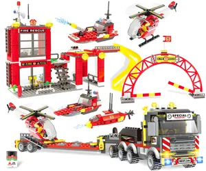 运动N玩城市消防站建筑砖玩具创意建筑玩法套装孩子最好学习角色玩具礼物