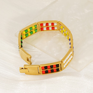 Zogxin Double Row Natural Stone Bead <b>Bracelet</b> Gold Titanium Steel Unisex Jewelry Gift <b>Bracelet</b> - Product Image 4