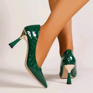Escarpins à <span class=keywords><strong>talon</strong></span> <span class=keywords><strong>aiguille</strong></span> et bout <span class=keywords><strong>pointu</strong></span> pour femme, Nouveauté 2025, en cuir verni, élégants pour le bureau - Product Image 2