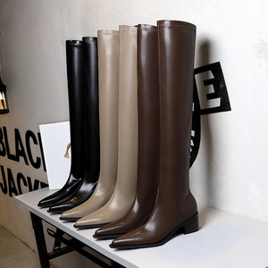 Cuissardes Bottes Femme Tube Fashion 5.5CM Heel Over Knee Thigh High Long Leather Boots for Women - Product Image 2