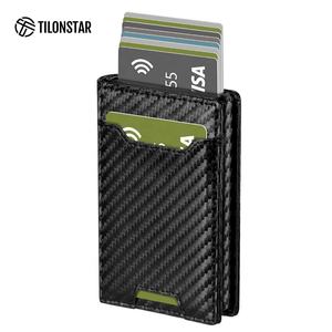 TILONSTAR TVC124 Clip para Billetes Personalizable con Logotipo, Cartera con Bloqueo RFID, Estuche para Tarjetas de Metal y Aluminio, Tarjetero de Cuero para Tarjetas de Crédito y de Identificación - Product Image 1