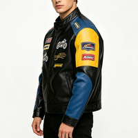 Vestes vintage personnalisables pour hommes, veste en cuir véritable pour veste de letterman, veste de course moto avec logo brodé