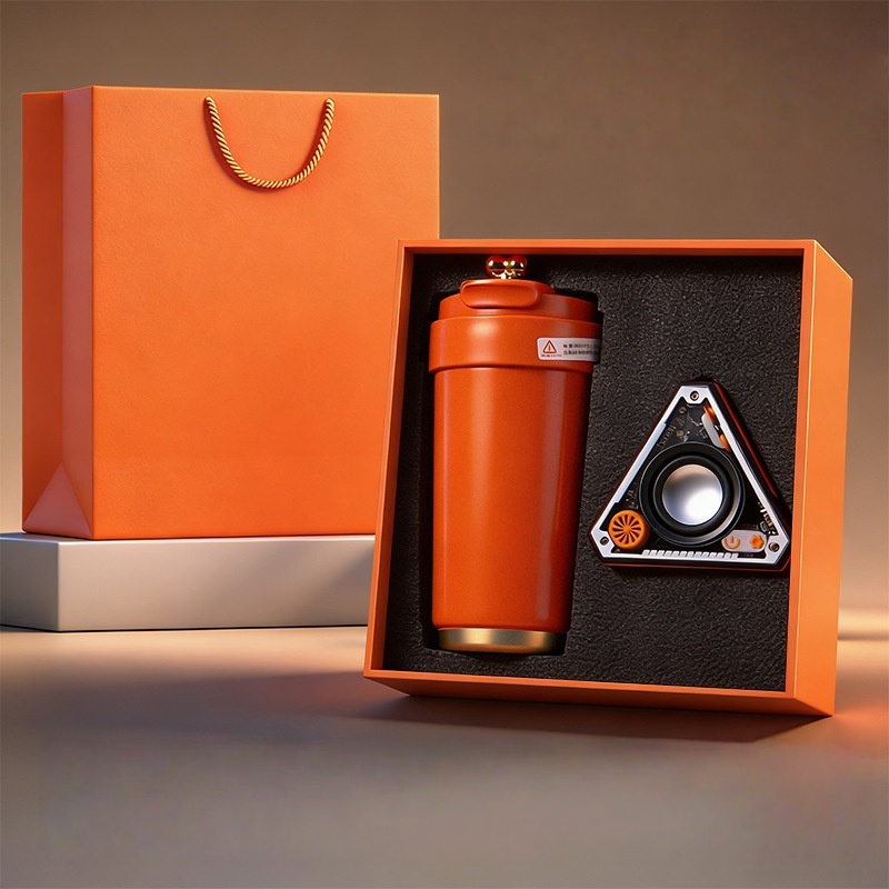 Bluetooth speaker+frosted coffee cup [orange two-piece set]
