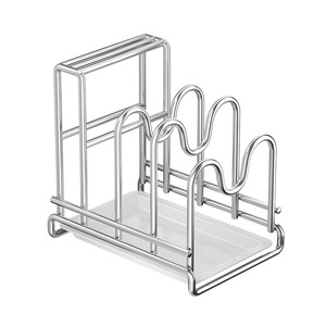 Support de couvercles de comptoir en acier inoxydable avec porte-couteaux, grande taille, organisateur de rangement de cuisine, design moderne et simple - Product Image 5
