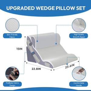 Almohada de Espuma en Forma de Cuña 10 en 1 para Aliviar el Reflujo Ácido y el Dolor de Espalda, Juego de 3 Almohadas de Cuña para Después de la Cirugía - Product Image 2