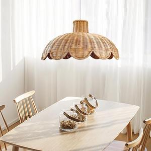 Rattan Pendant <b>Light</b> E27 Round Single-head Chandelier For <b>Dining</b> Table Bar Counter Bedroom Tea Room - Product Image 1