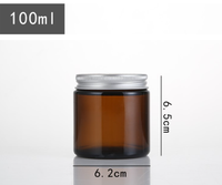 Camett Bernsteinfarbenes Glas-Kerzenglas 100ml/200ml Dunkel Bernsteinfarbener Einfacher Stil Weihnachts-Kerzenhalter mit Silbernem Metalldeckel