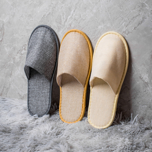 Buena venta Nuevo estilo Tipo abierto Suministros de <span class=keywords><strong>hotel</strong></span> Zapatillas desechables Salón de belleza Lino <span class=keywords><strong>Hotel</strong></span> Aerolínea Zapatilla - Product Image 2