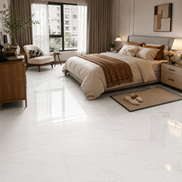 Carreaux de sol 600x600mm, carreaux de sol en marbre blanc poli et émaillé pour salon, projet de maison haut de gamme