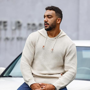 Sudadera con Capucha para Hombre, Tejido Texturizado, Spandex/Algodón, Transpirable, Color Sólido, Cálida, Informal, con Cordón, al por Mayor - Product Image 3