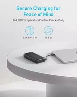 Batterie externe Anker 20 000 mAh avec câble USB-C intégré, chargeur portable 87 W max, charge rapide, 2 sorties USB-C, 1 sortie USB-A