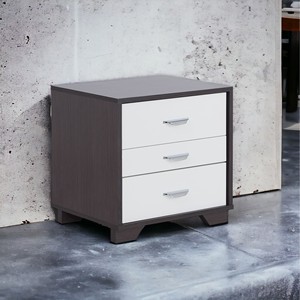 White And Black Finish Accent Table With Three <b>Drawers</b> <b>Storage</b> Unit <b>For</b> Bedroom Or Living Room - Product Image 3