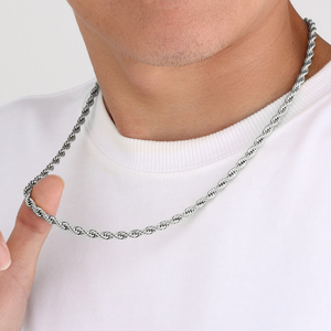 Rantai Tali Baja Tahan Karat 316L Tebal 5MM Berlapis Emas 18K PVD Anti Luntur Model Pilin Cadenas Joyeria Para Hombre - Product Image 6