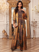 Robe Abaya musulmane élégante brodée, imprimé floral, robe de soirée Abaya de Dubaï, vêtements islamiques, robe Abaya arabe pour femmes
