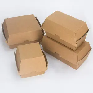 Caja de papel personalizada para guardar hamburguesas, embalaje desechable para comida