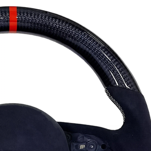 Volant de course <span class=keywords><strong>sport</strong></span> haut de gamme en fibre de carbone, surpiqûres blanches, marqueur central rouge, compatible JHR TUNING <span class=keywords><strong>Audi</strong></span> TT TTS TTRS R8 V8 - Product Image 2