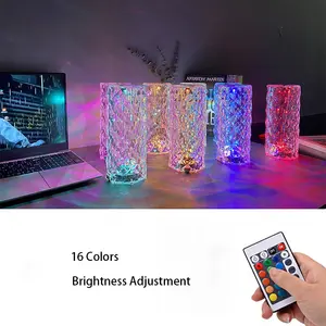 RGBクリスタルランプ充電式タッチテーブル3Dライトコードレスポータブル装飾常夜灯ベッドサイド用