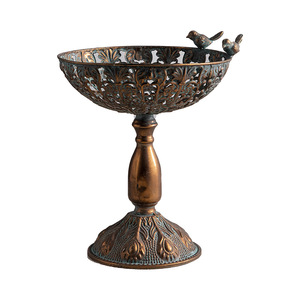 Juego de Bandejas Decorativas de Bronce Antiguo, Frutero Redondo de Hierro Estilo Rústico con Diseño de Pájaro, Decoración para el Hogar - Product Image 5