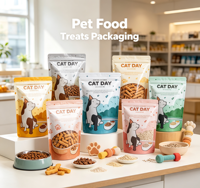 Sachet refermable brillant personnalisé OEM, imprimé, résistant à l'humidité, avec fermeture éclair, pour aliments pour chiens, aliments pour chats, friandises pour animaux, litière pour chats