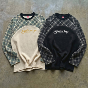 เสื้อยืดสองชั้นแบบสตรีทแวร์สำหรับผู้ชาย Squirorkop Custom 2-in-1 ผ้าตาข่ายทรงโอเวอร์ไซส์ ลายสก็อต - Product Image 1