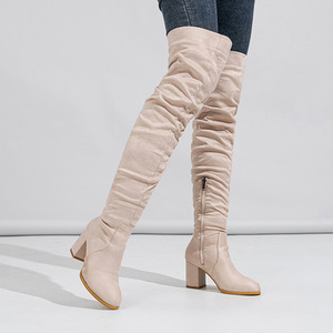 Nouvelles Bottes Femme 2026 au-dessus du Genou, Surface Douce, Effet Plissé Naturel, Talon Épais, pour Extérieur et Défilés - Product Image 4