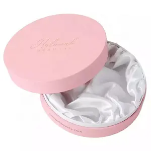 Light Pink Round Gift Box Cardboard Box with Satin Lined Custom Your Own Logo