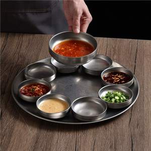 Stainless Steel Nine Compartment Condiment Dish Set 9 Pieces Multifunctional For Barbecue Hot Pot Dipping Bowl - Product Image 2