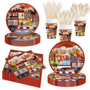 Suministros para Fiesta de Cumpleaños de Camión de Bomberos DAMAI, Decoraciones para Fiesta de Cumpleaños de Camión de Bomberos, Incluye Platos y Juego de Vajilla - Product Image 3
