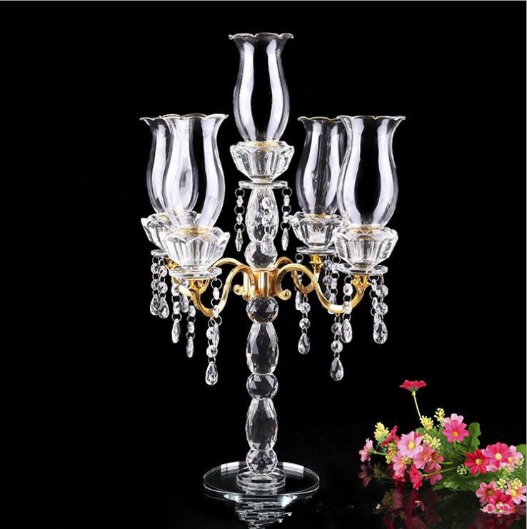 Золотой хрустальный подсвечник свадебный Декор 9 рук хрустальный канделябр для дома Обеденный зал Декор Свадебные центральные части