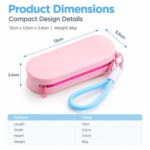Multifunctional Silicone Waterproof Eco-Friendly <b>Storage</b> <b>Bag</b> 13cm Zipper Cutlery Holder Pouch Hanging Loop for Outdoor Travel - Product Image 2