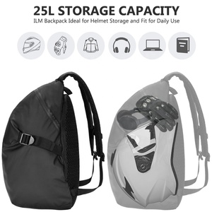 กระเป๋าเป้สะพายหลังสำหรับใส่หมวกกันน็อคมอเตอร์ไซค์ ILM สีดำ รุ่น Unisex สำหรับผู้ใหญ่ ความจุ 16 ลิตร กันน้ำ น้ำหนักเบา พร้อมแถบสะท้อนแสง รุ่น <span class=keywords><strong>MB01</strong></span> - Product Image 2