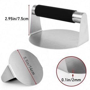 Heavy Duty 430 Stainless Steel 5.5 Inch Non-Stick Surface Burger Press Smasher with Heat-Resistant Handle - Product Image 3