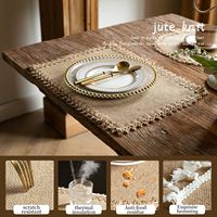 Runde Jute-Tischsets im Farmhouse-Stil mit Quastenrand, waschbare Tischmatten für das Esszimmer