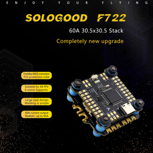 SoloGood F722 Stack ICM42688P F722 Contrôleur de vol BLHELI_S 60A 4-en-1 ESC 30.5X30.5mm 2-6S pour pièces de drones ZLD - Product Image 2