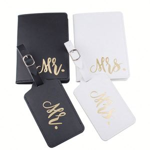 Set de Funda para Pasaporte y Etiqueta de Equipaje de Cuero PU Estilo Ejecutivo para Hombre y Mujer, con Bloqueo RFID, Porta Tarjetas de Crédito y Patrón de Letras con Logotipo Personalizado - Product Image 1