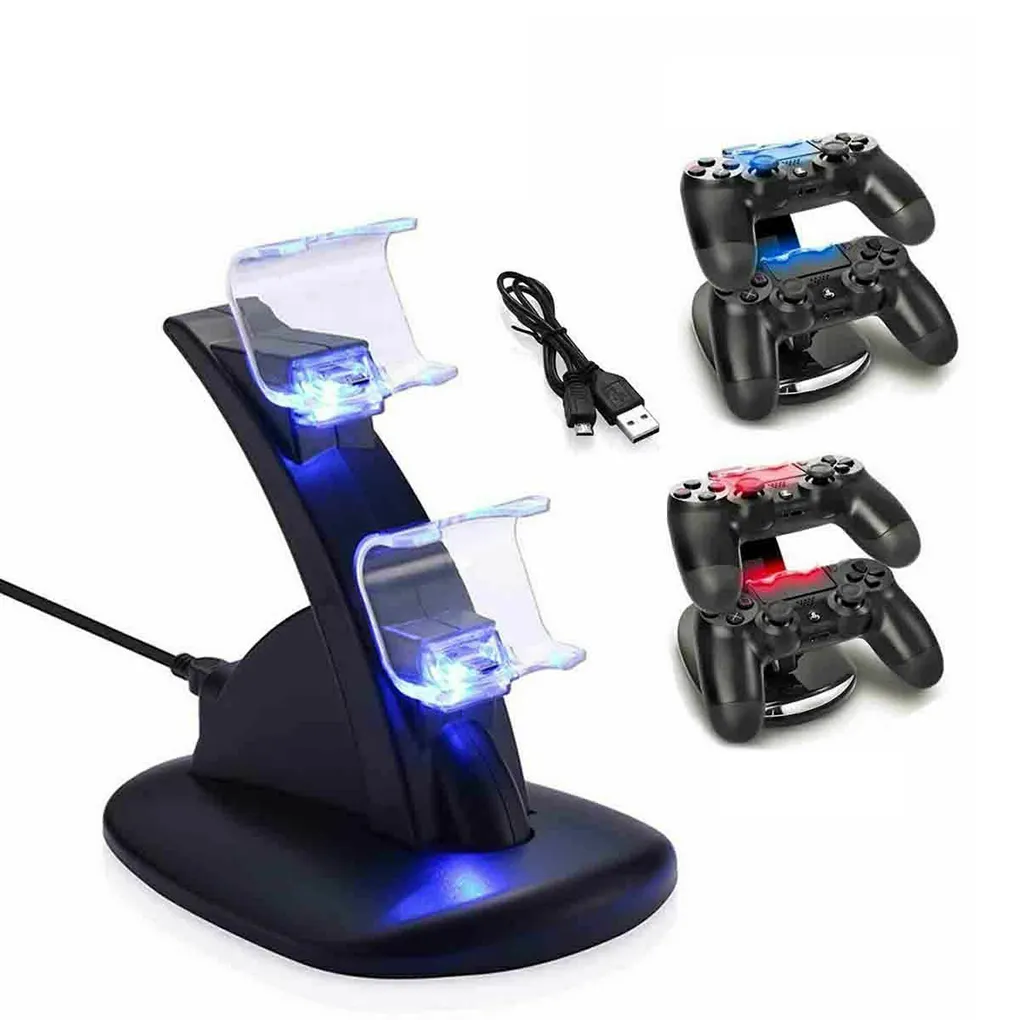 Dual USB Charging Dock for PS 4 Game Controller Handle Charger for PS4/5 Dual Gamepad Charging Station Stand for PlayStation 4
