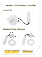3-Stunden-Einbau-LED-Notfall-Downlight, Wiederaufladbare Einbau-UFO-Notleuchte, IP20-zertifiziert, 3W 318lm