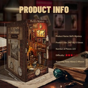 Hamaileon หนัง<span class=keywords><strong>ส</strong></span>ือปริศนาทำจากไม้แบบทำมือ, หนัง<span class=keywords><strong>ส</strong></span>ือปริศนาทำจากไม้ของ SQ42ระฆังชุดขนาดเล็กชุดหนังสือของขวัญสำหรับตกแต่งบ้านงานศิ<span class=keywords><strong>ล</strong></span>ปะนักสืบ - Product Image 3