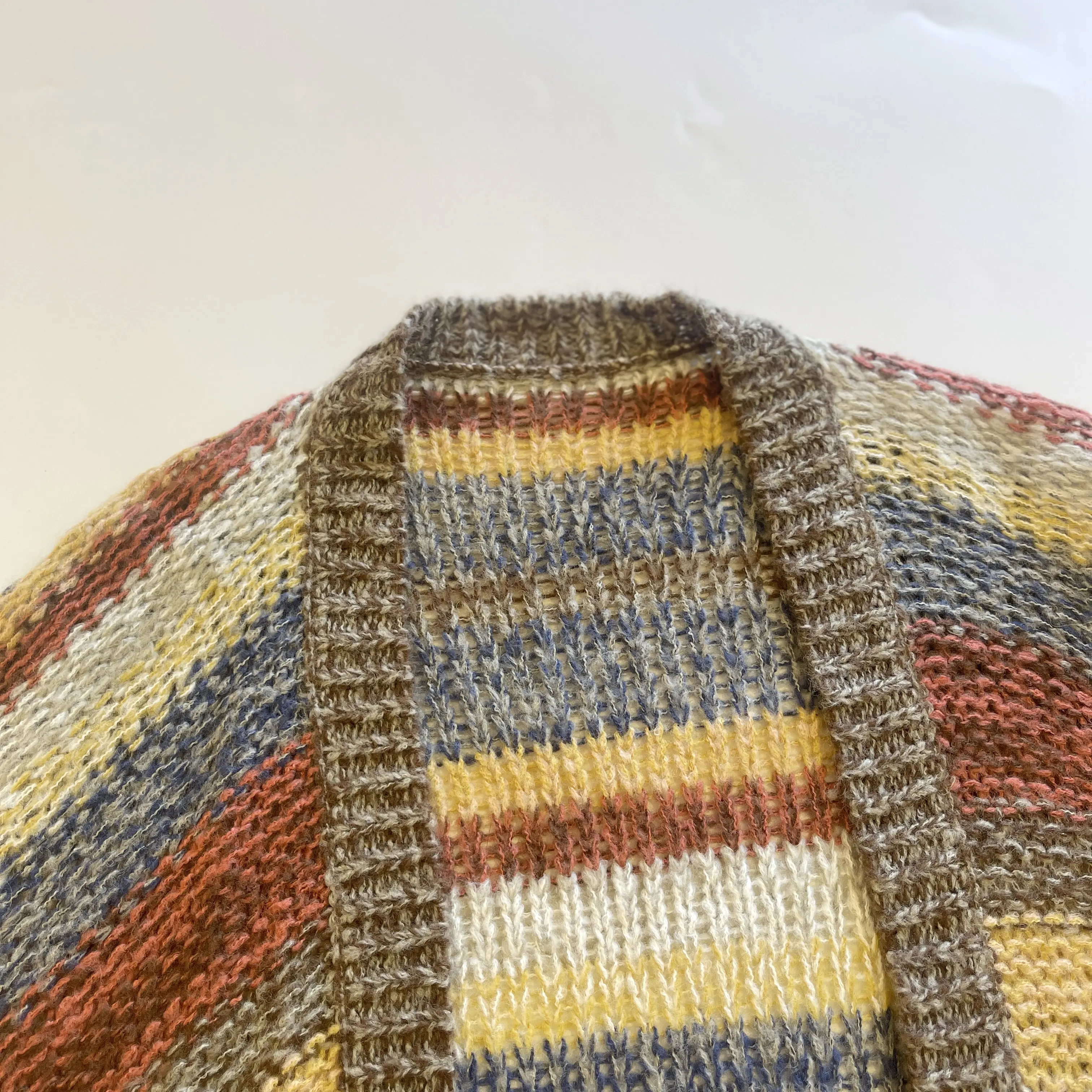 Vente en gros Manteau pull bohème 100% Cardigan femme rayé acrylique de luxe en mohair multicolore