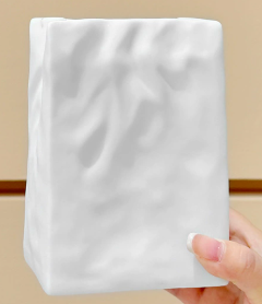 Matte Textured White Floral Vase