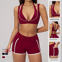 Ensemble soutien-gorge et short color block effet seconde peau pour femme