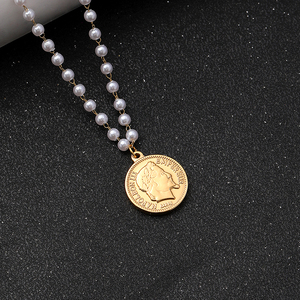 Collier de perles naturelles d'eau douce avec pendentif en <span class=keywords><strong>or</strong></span> véritable pour femme, bijou de mode - Product Image 3