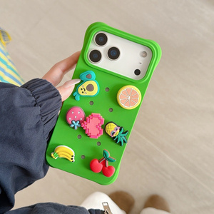 Cute Ripples Charms Junk Doll Love Phone case for <b>iPhone</b> 17 16 15 Pro Max Animal Bow Hole DIY Dissipation Cartoon back Cover - Product Image 5