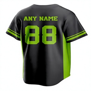 Camiseta de béisbol personalizada GRACE WELL, negra y verde, sublimada, con nombre personalizado, número 88, unisex, para adultos, manga corta, que absorbe la humedad - Product Image 1