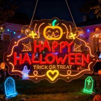 En gros, enseigne néon LED personnalisée Citrouille Halloween, lettres LED HAPPY HALLOWEEN, pour la décoration de maison, bar, maison hantée et fête