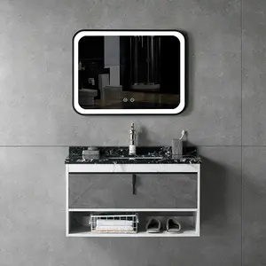 Modern MDF bathroom Storage wall cabinet with LED smart mirror bathroom cabinet wall mounted
