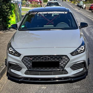 Hyundai I30N MK3 MK3.5 2017+ Front Bumper Lip Splitter Piano Black Carbon Fiber Texture PP Material - Product Image 2