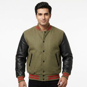 Custom Men's Varsity Baseball Jacket Stand Collar Custom Printing Sporty PolyesterCotton Regular Length Custom Colors Sizes - Product Image 1