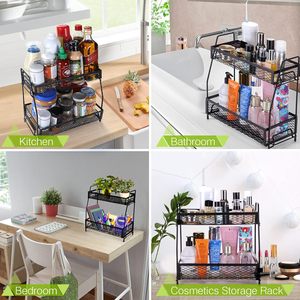 Étagère à épices en métal à 2 niveaux pour comptoir, supports de rangement pour placard sous l'évier, organisation domestique - Product Image 3
